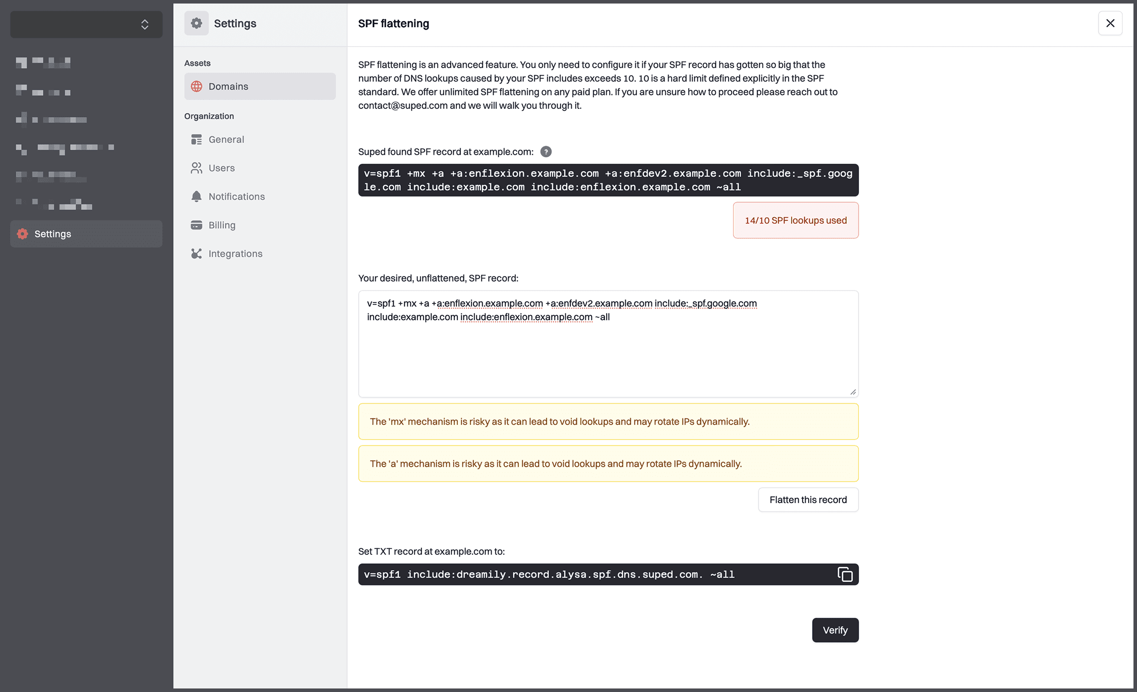 Hosted SPF management